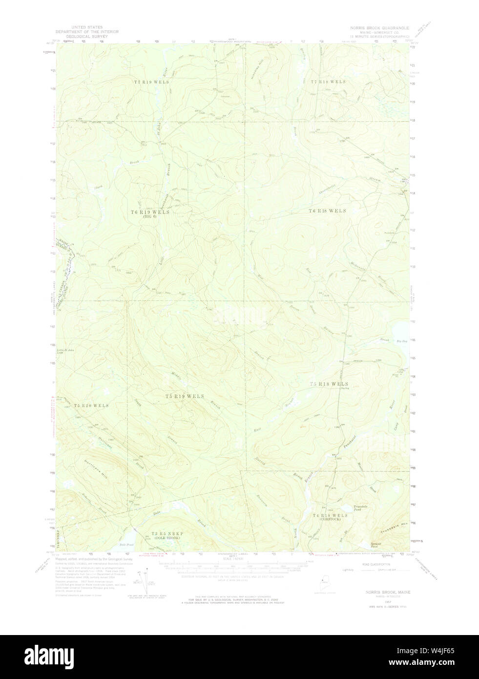 Maine USGS Historical Map Norris Brook 460675 1957 62500 Restoration Stock Photo