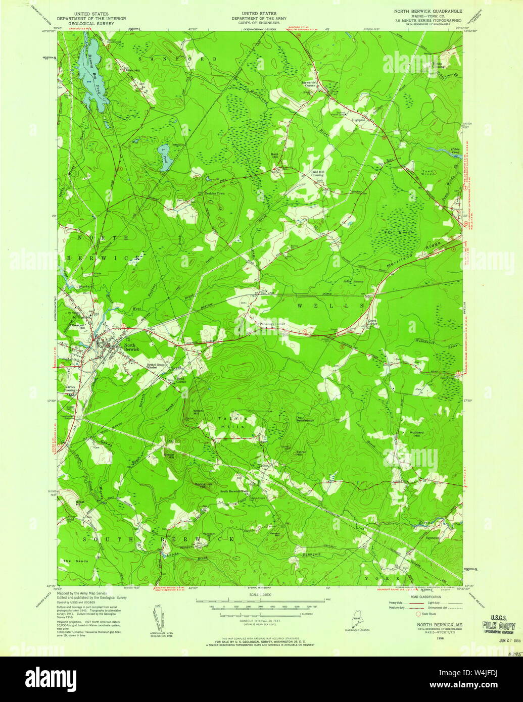 Maine USGS Historical Map North Berwick 806977 1956 24000 Restoration Stock Photo Alamy