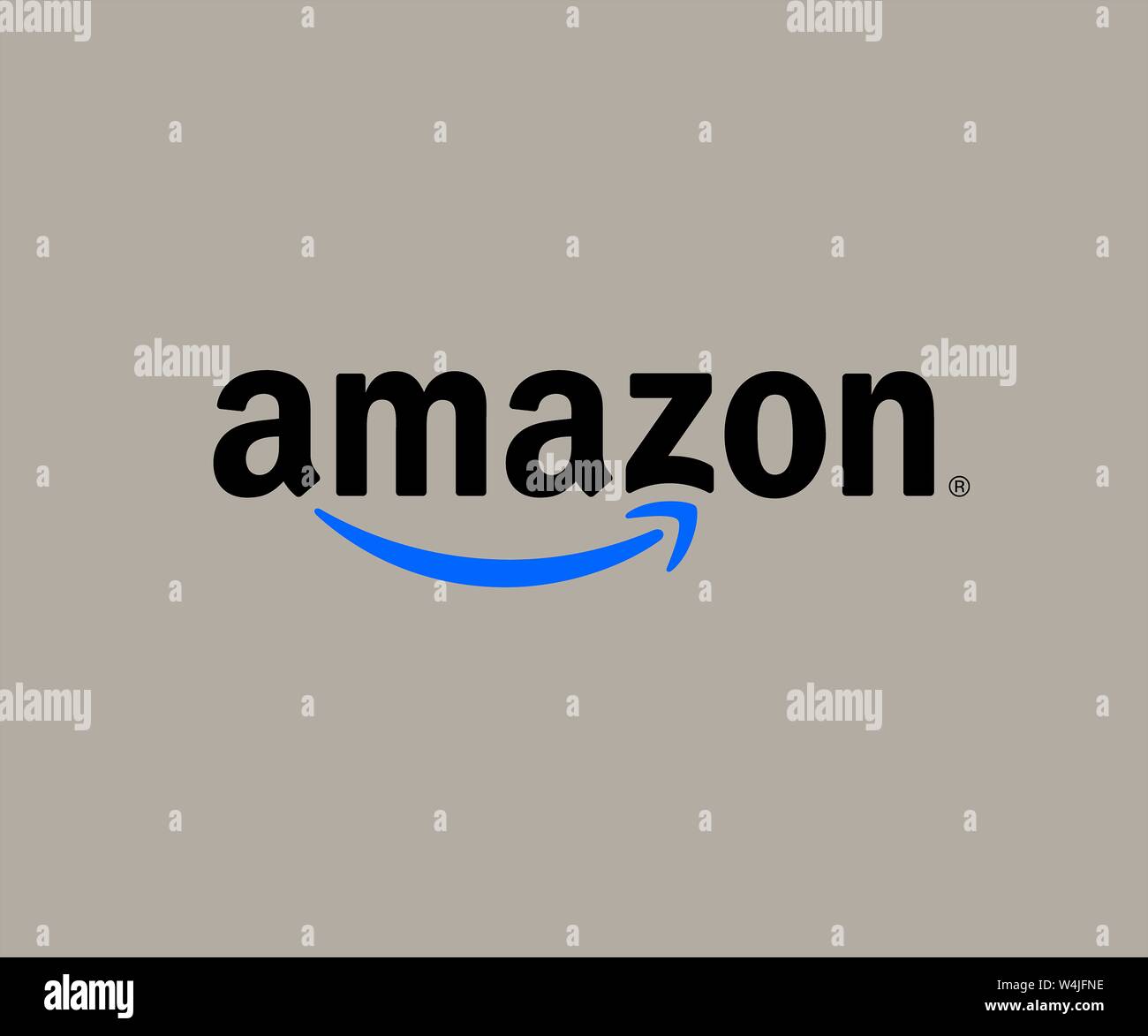Logo Amazon Online Mail Order Black Background Germany Stock Photo Alamy