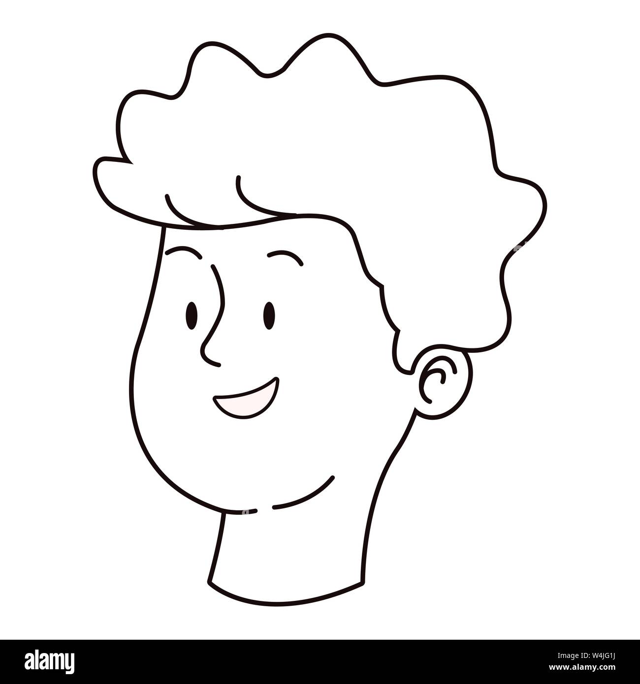 Teenager man smiling face cartoon in black and white Stock Vector Image ...