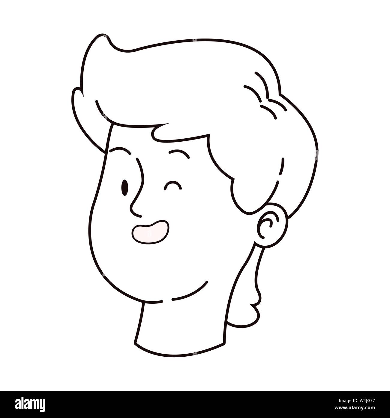 Teenager man smiling face cartoon in black and white Stock Vector Image ...