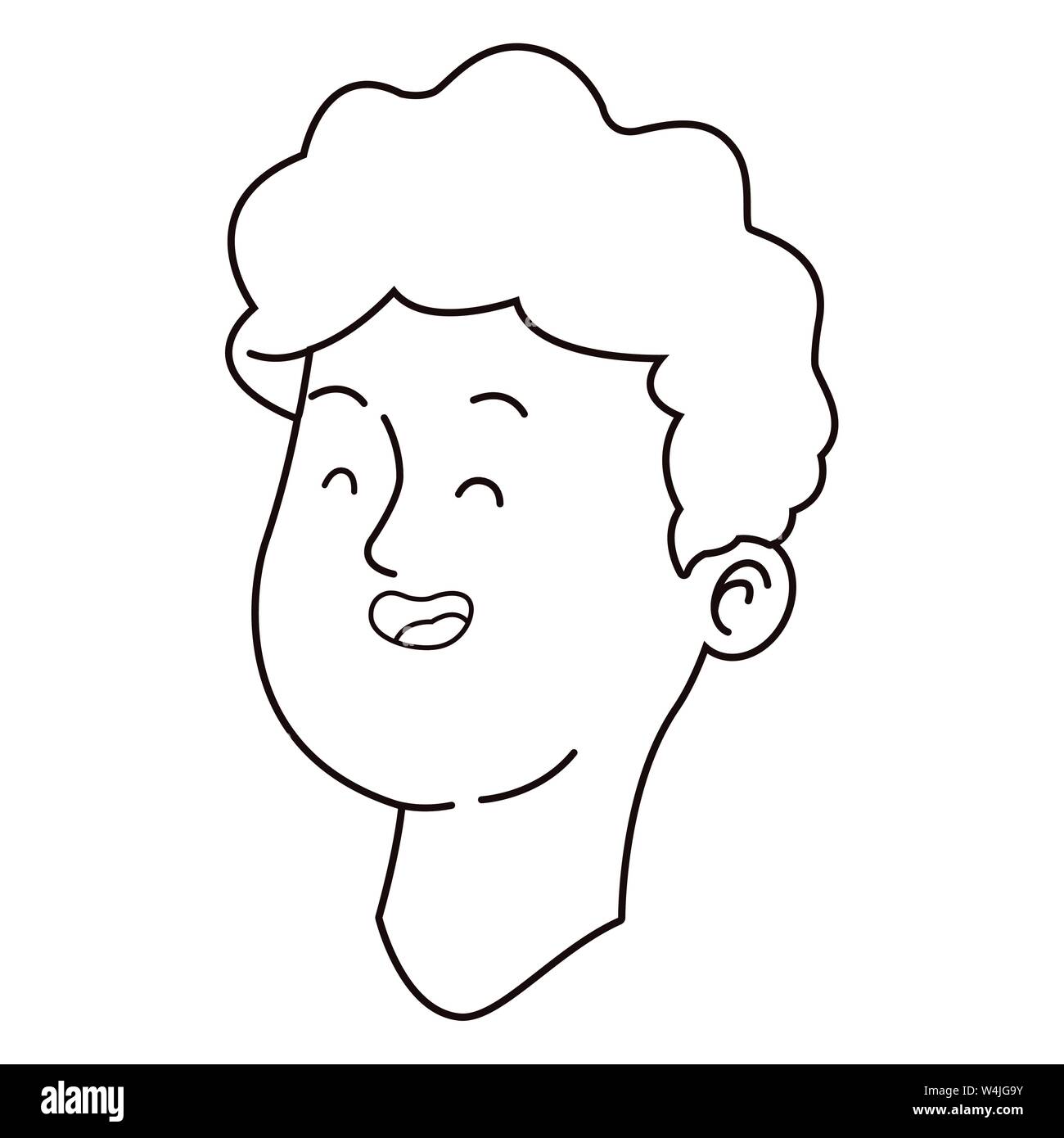 Teenager man smiling face cartoon in black and white Stock Vector Image ...