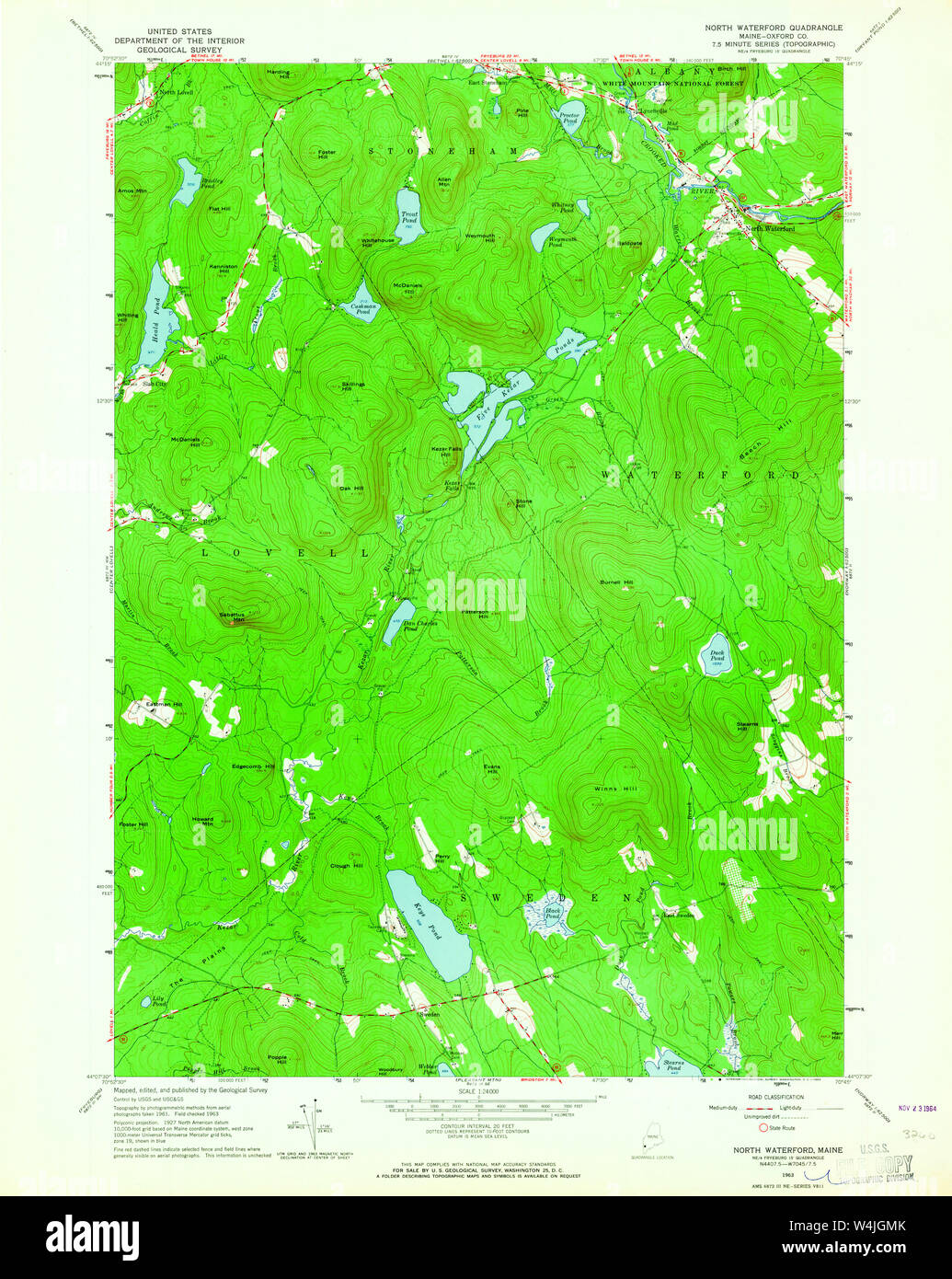 Maine USGS Historical Map North Waterford 806985 1963 24000 Restoration