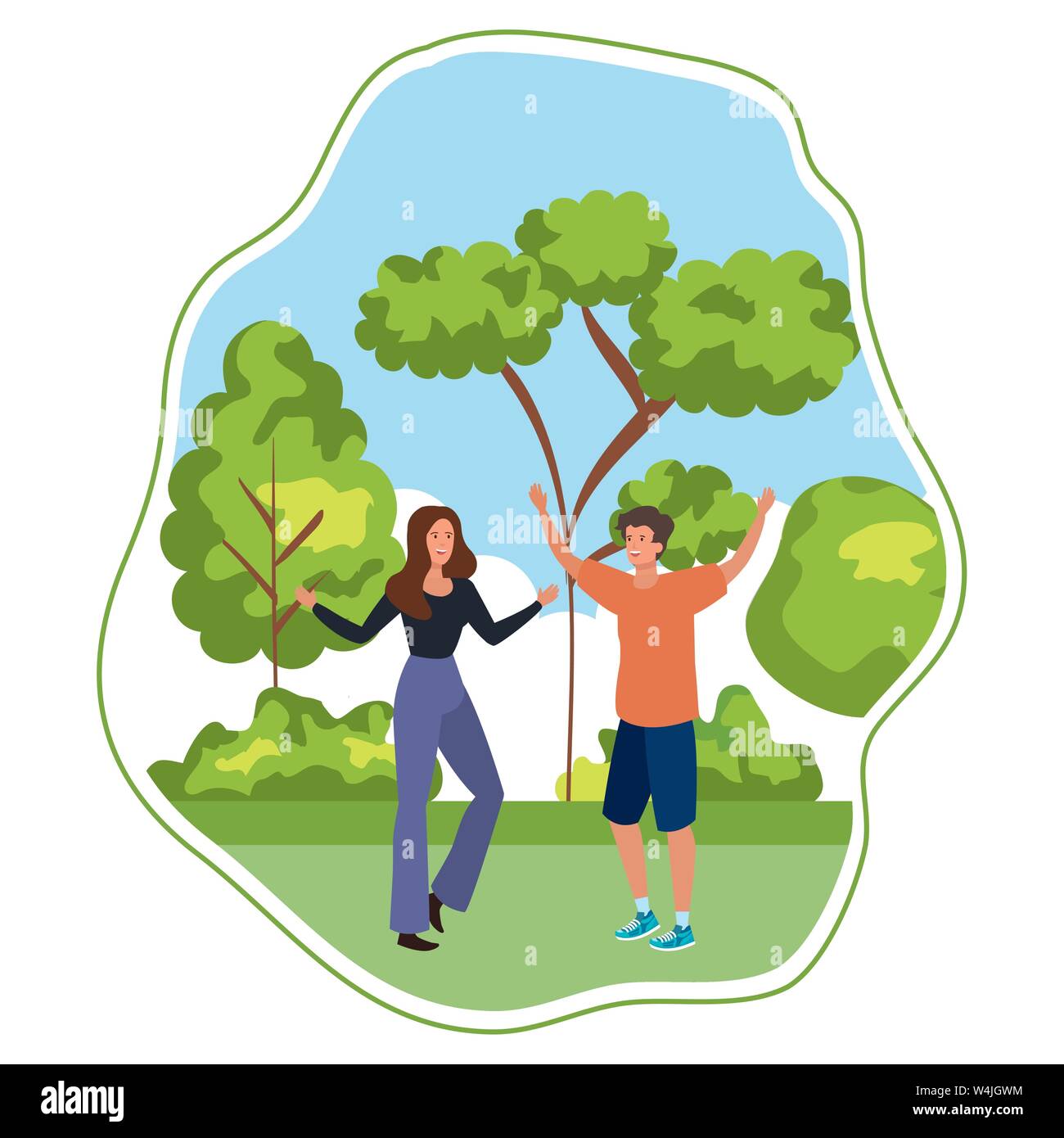 young lovers couple celebrating in the park Stock Vector Image & Art ...