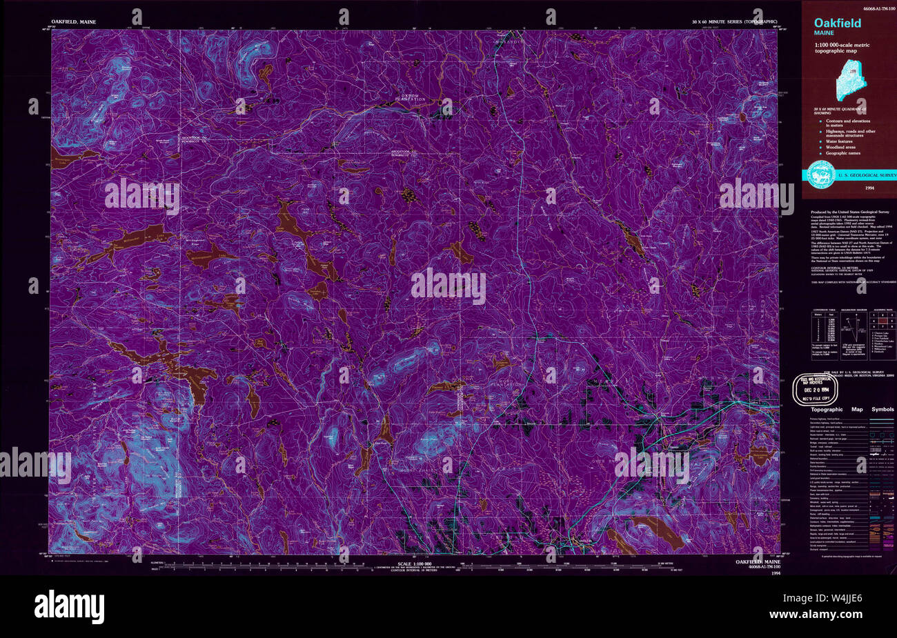 Maine USGS Historical Map Oakfield 808137 1994 100000 Inversion