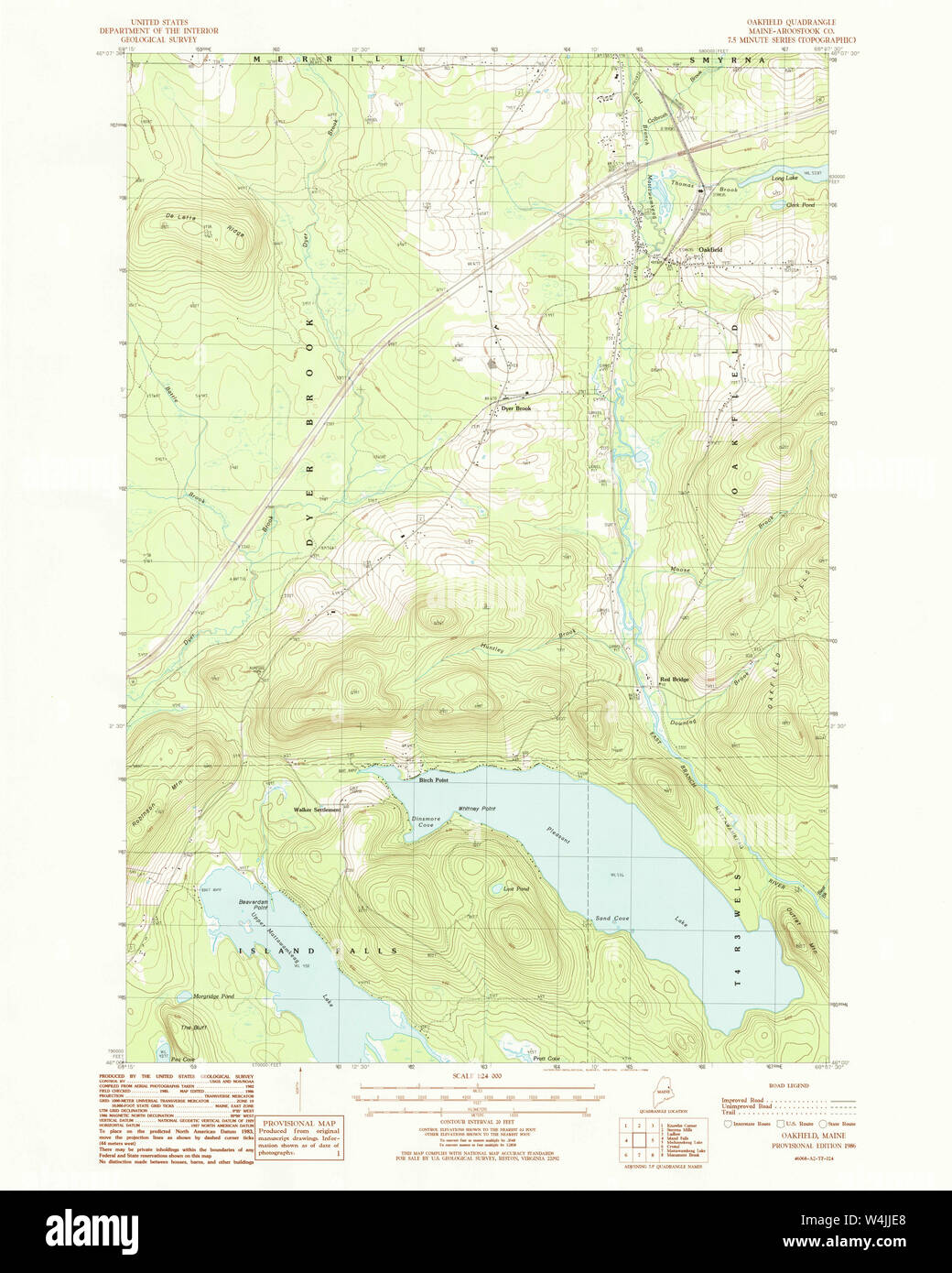 Maine USGS Historical Map Oakfield 102841 1986 24000 Restoration Stock