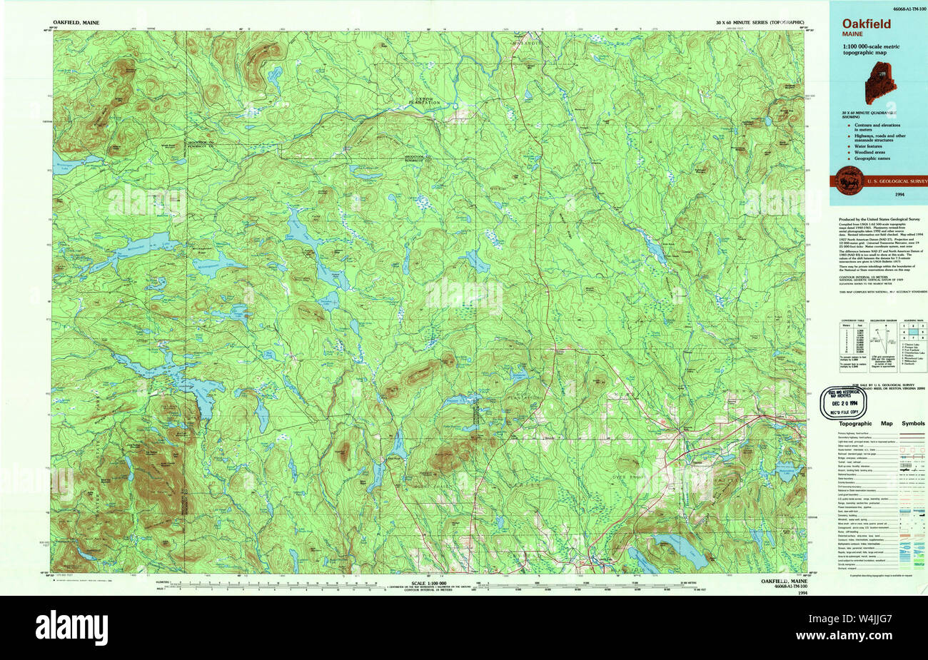 Maine USGS Historical Map Oakfield 808137 1994 100000 Restoration Stock