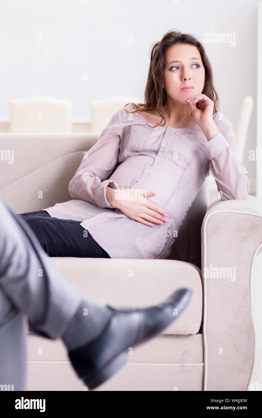 Pregnant woman visiting psychologist doctor Stock Photo Alamy