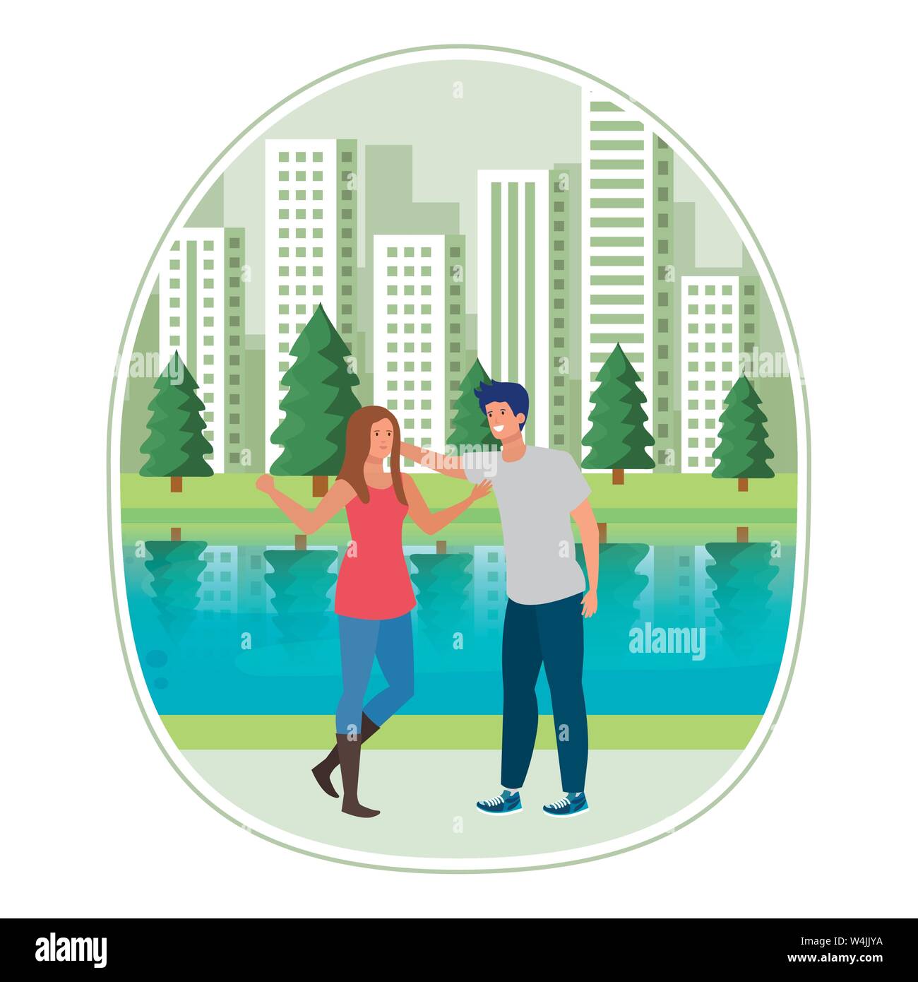 young lovers couple in the landscape Stock Vector Image & Art - Alamy