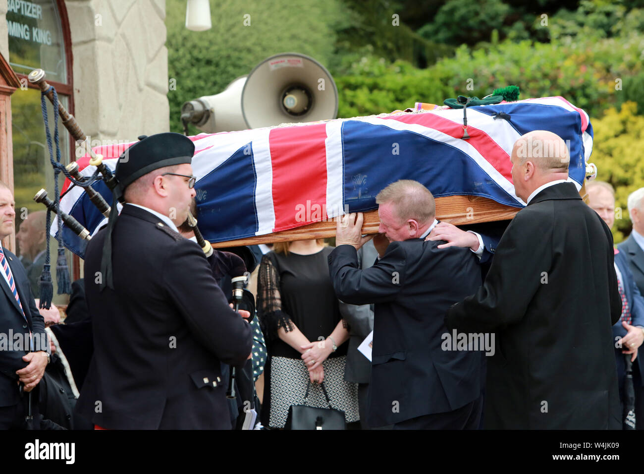 The Funeral of Willie Frazer takes place at Five Mile Hill Full Gospel Fellowship Church on the Maytown Road, County Armagh, Monday July 1st, 2019. (Photo by Paul McErlane for the Belfast Telegraph) Stock Photo