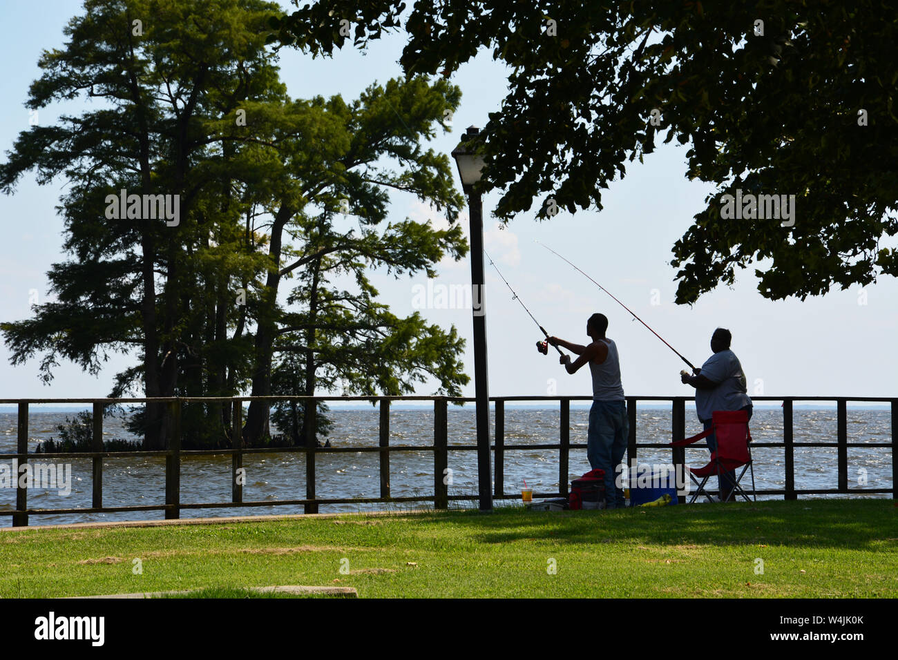 A couple fishing in the Chowan River in the small town of Edenton North