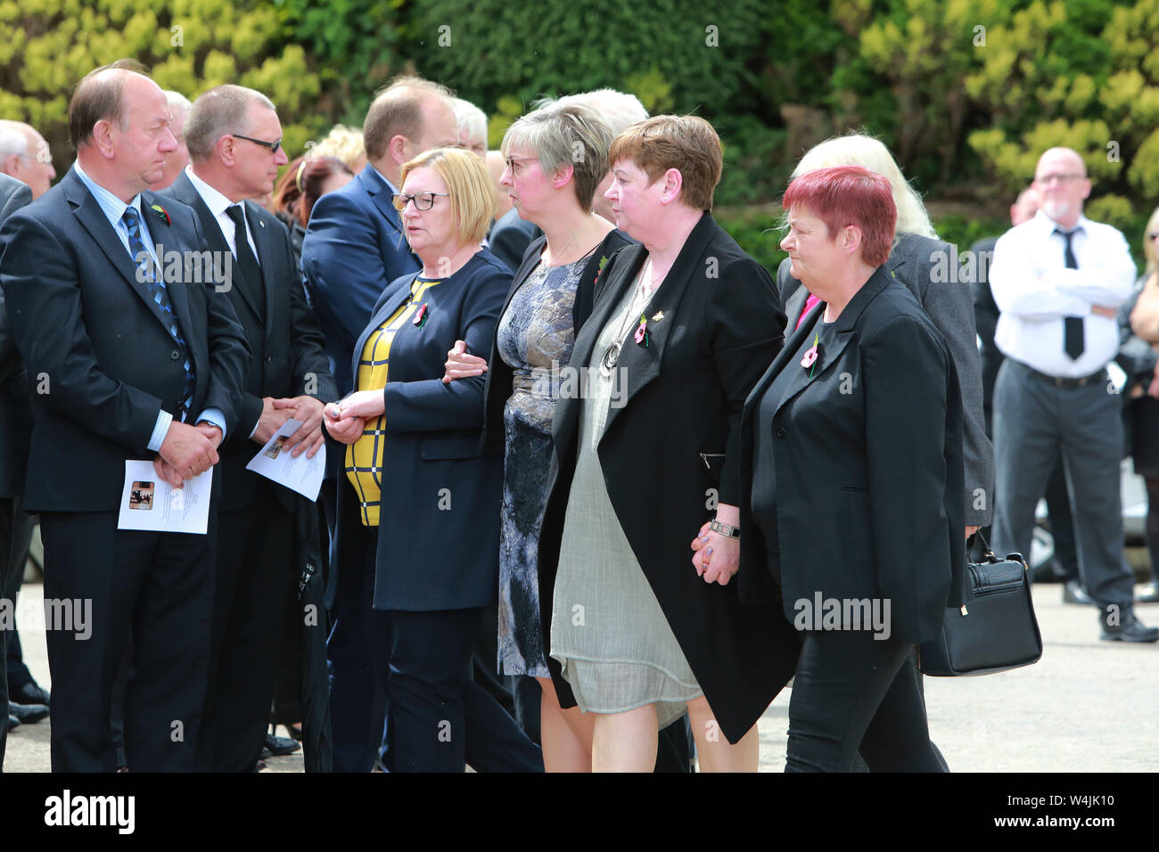 Relatives arrives for the Funeral of Willie Frazer at Five Mile Hill Full Gospel Fellowship Church on the Maytown Road, County Armagh, Monday July 1st, 2019. (Photo by Paul McErlane for the Belfast Telegraph) Stock Photo