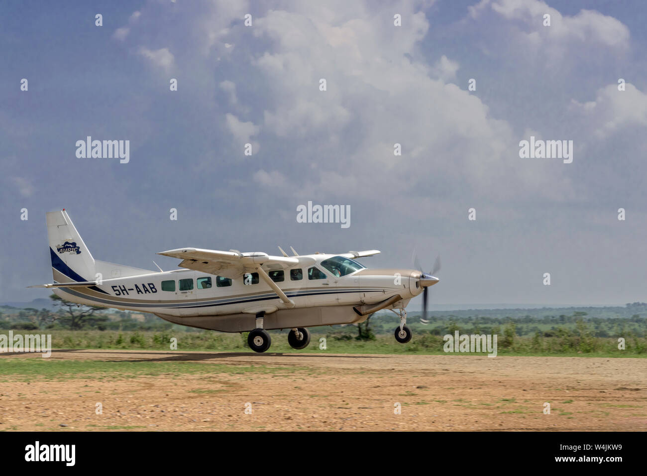 Taking off for safari, Seronera airport, Serengeti, Tanzani Stock Photo