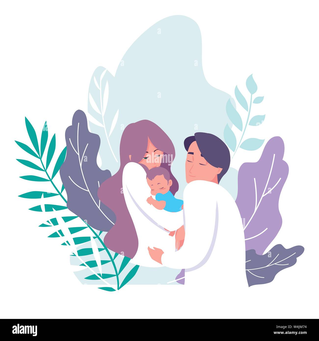 mom and dad carrying her newborn vector illustration Stock Vector Image ...