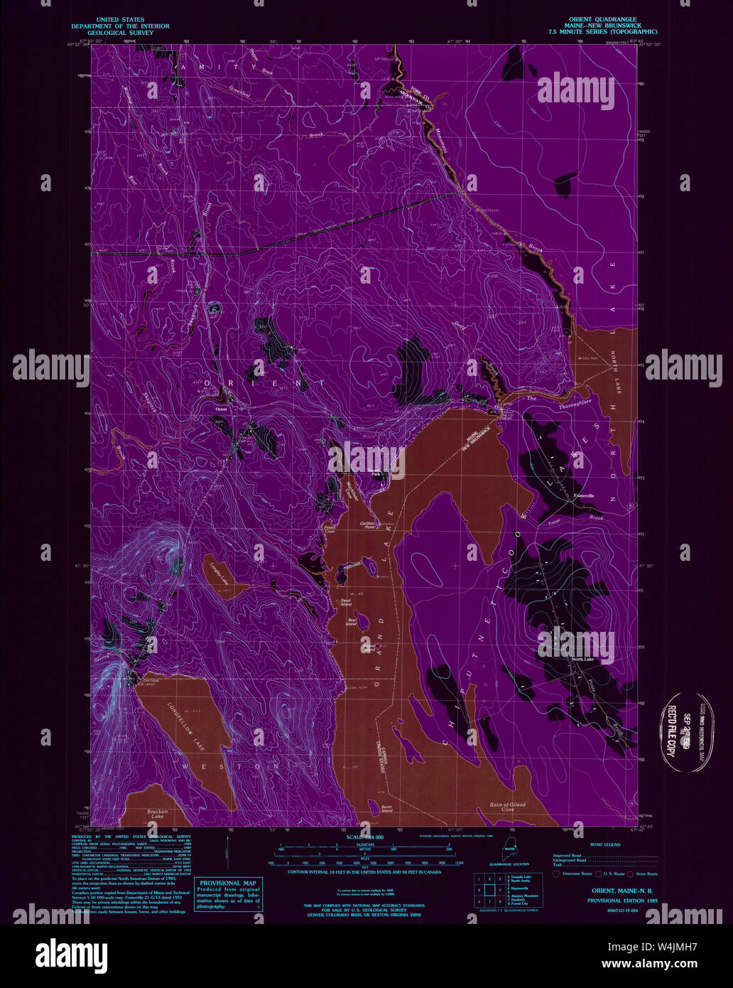 Maine USGS Historical Map Orient 808148 1989 24000 Inversion