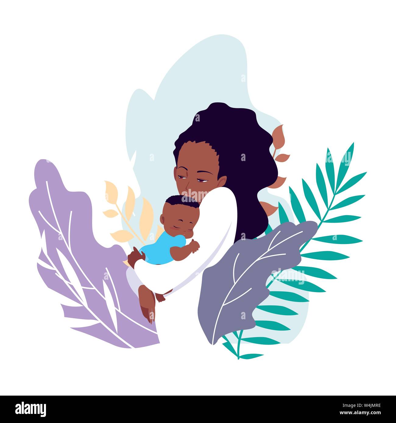 mom carrying his baby in his arms vector illustration Stock Vector ...