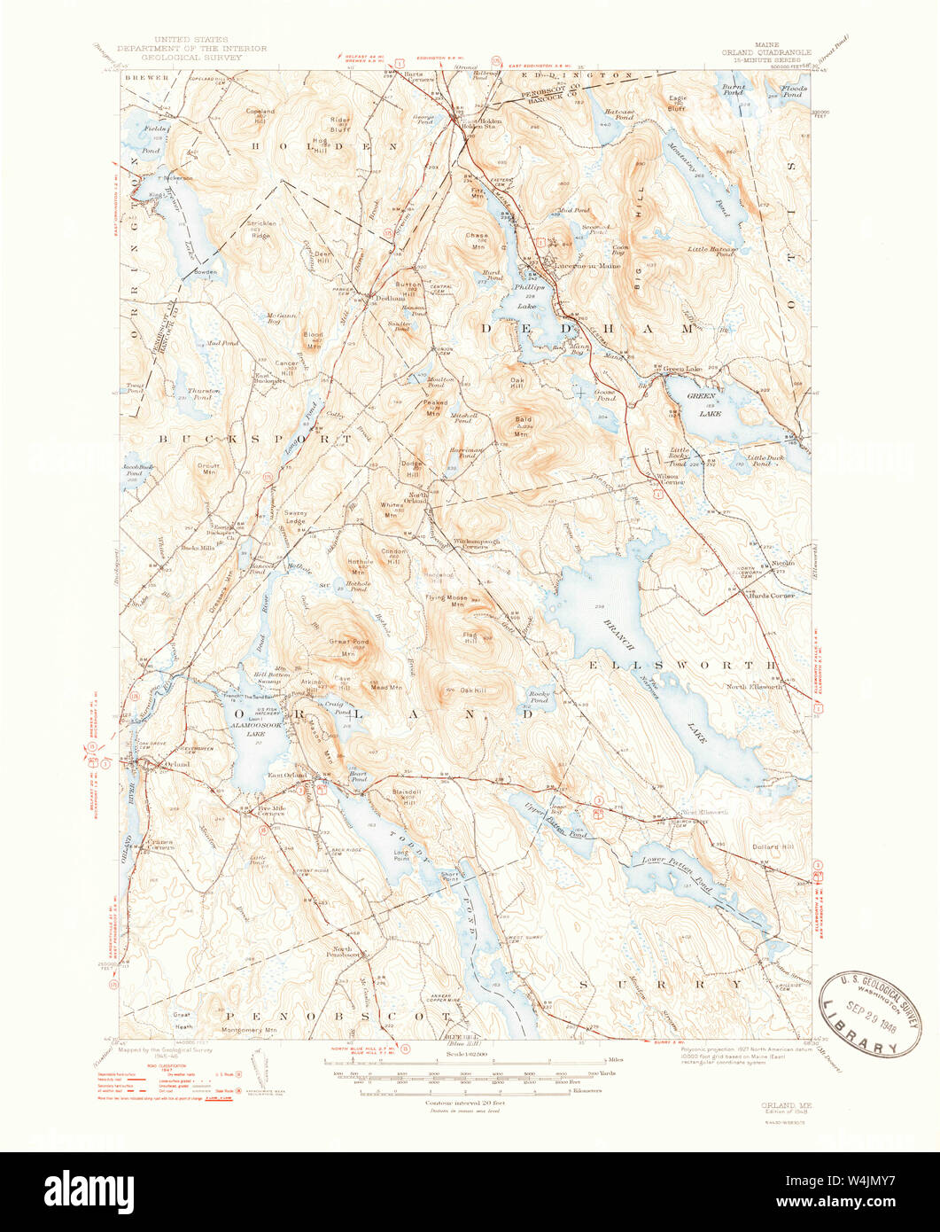 Maine USGS Historical Map Orland 460713 1948 62500 Restoration Stock