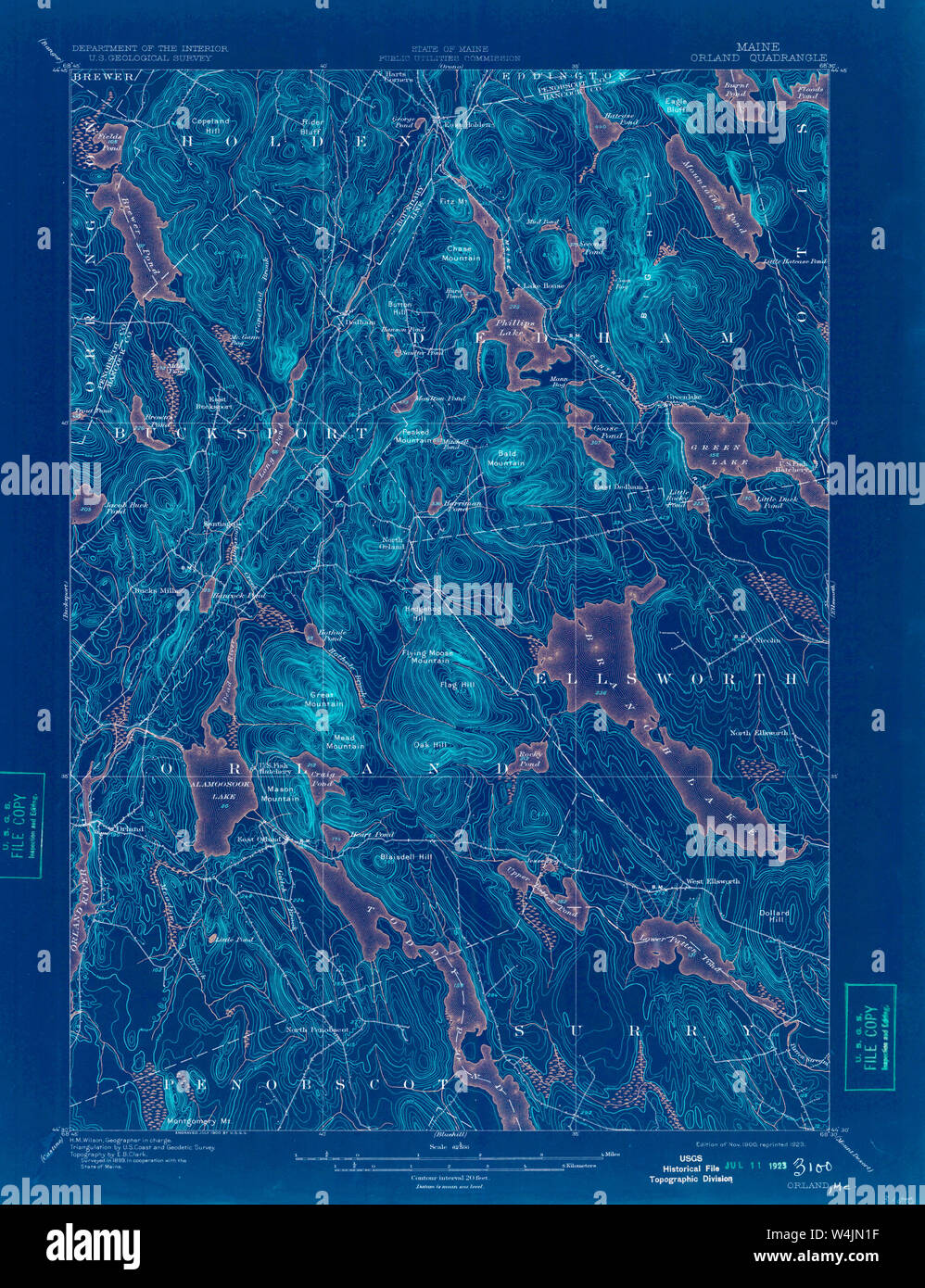 Maine USGS Historical Map Orland 807599 1900 62500 Inversion