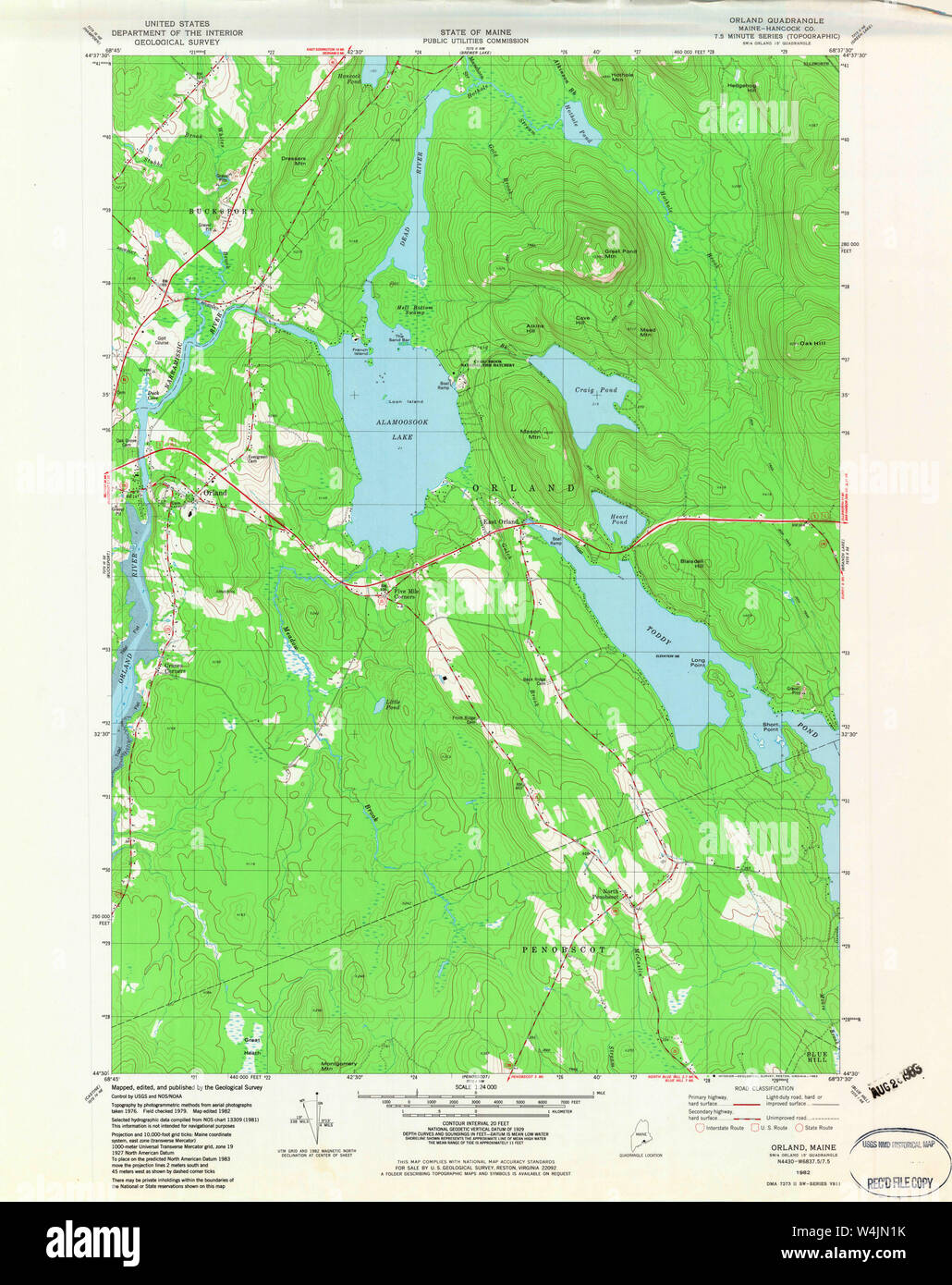 Maine USGS Historical Map Orland 807002 1982 24000 Restoration Stock
