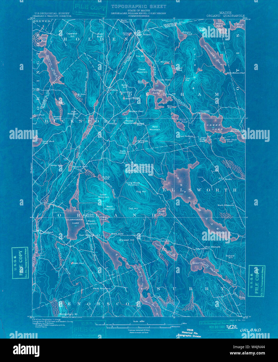 Maine USGS Historical Map Orland 807602 1900 62500 Inversion