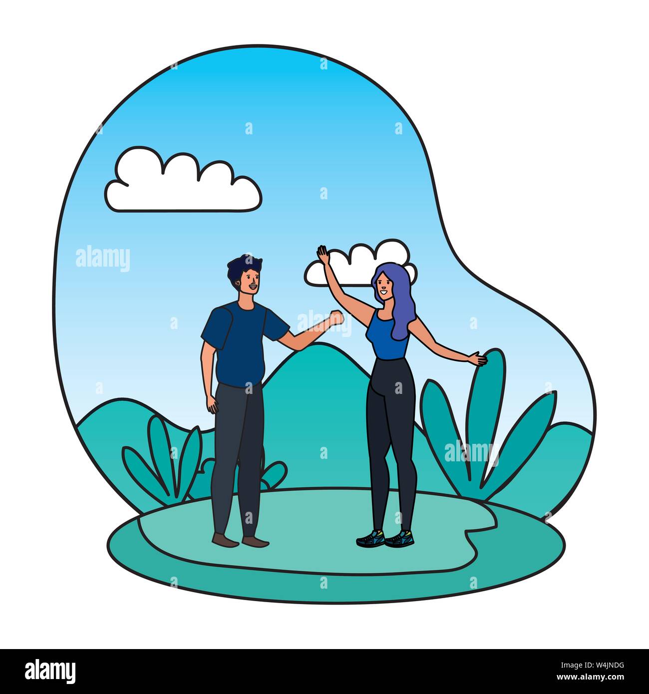 young lovers couple in the landscape Stock Vector Image & Art - Alamy