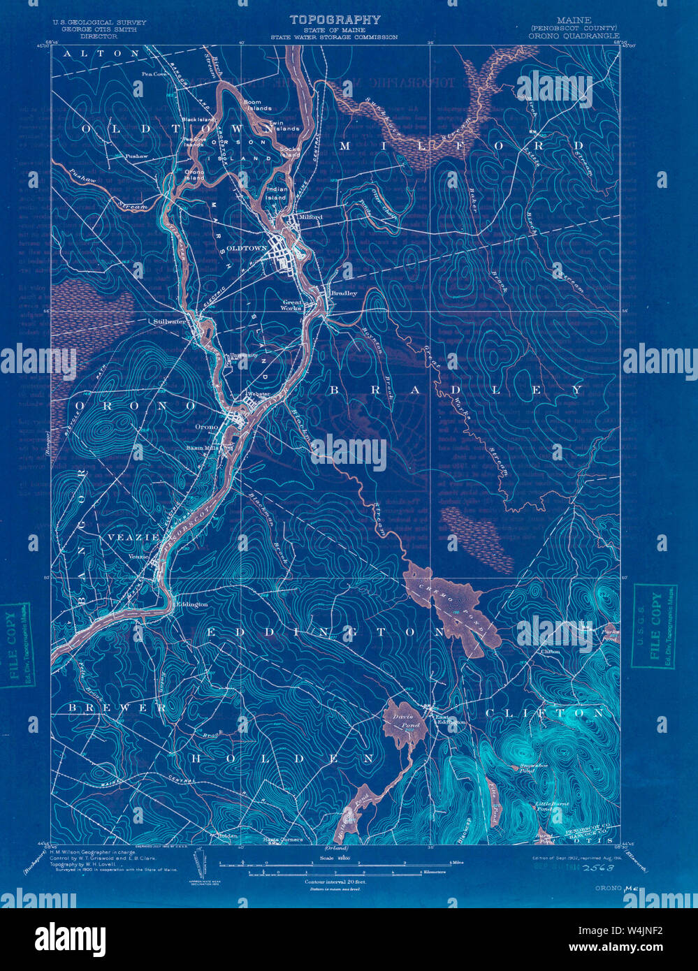 Maine USGS Historical Map Orono 807604 1902 62500 Inversion Restoration