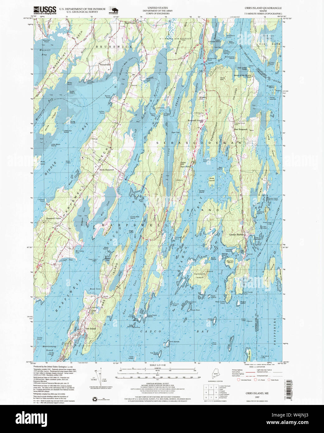 Orrs Island Maine Map Maine Usgs Historical Map Orrs Island 102848 1997 24000 Restoration Stock  Photo - Alamy