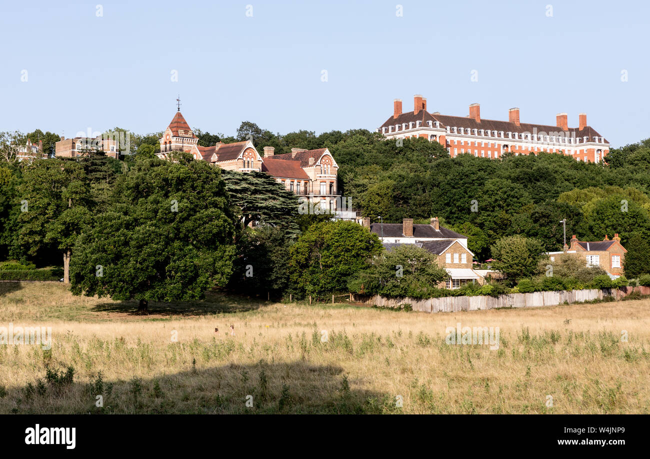 Petersham Meadows Showing the Petersham Hotel and the Star and Garter Residences Richmond Surrey UK Stock Photo