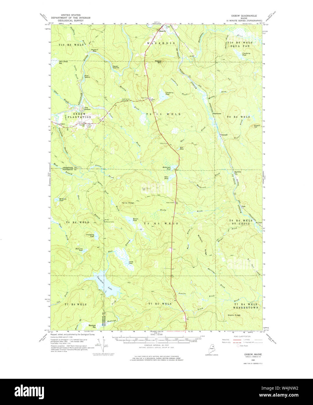 Maine USGS Historical Map Oxbow 460725 1965 62500 Restoration Stock