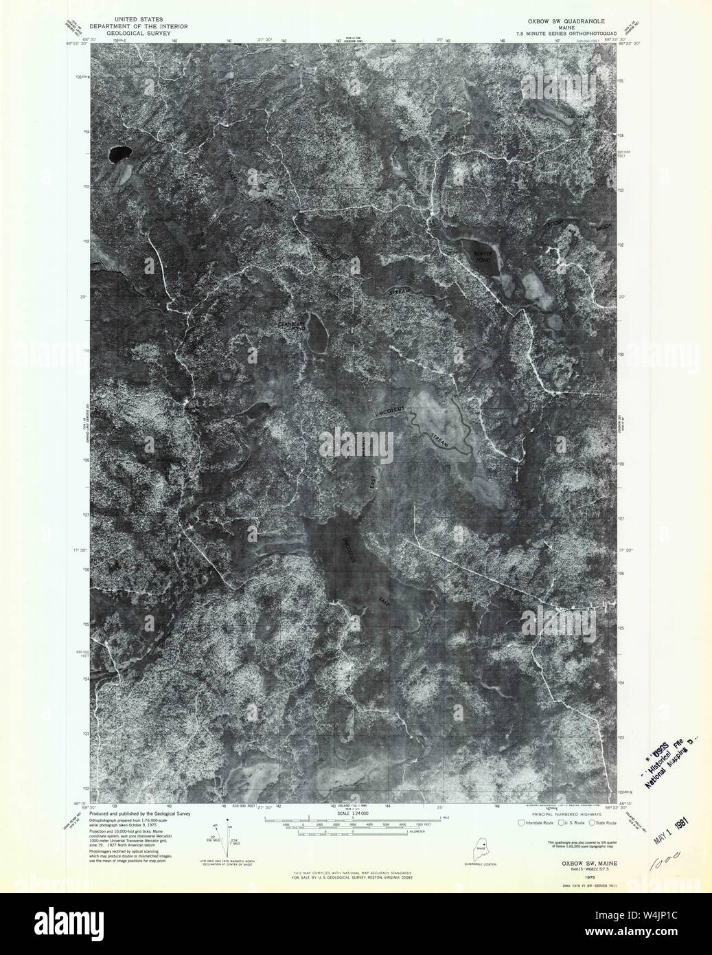 Maine USGS Historical Map Oxbow SW 807009 1975 24000 Restoration Stock ...