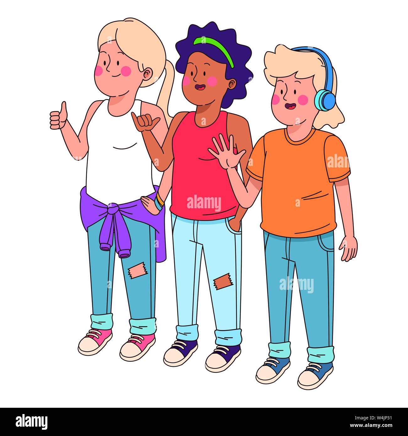 Teenagers friends smiling and greeting Stock Vector Image & Art - Alamy