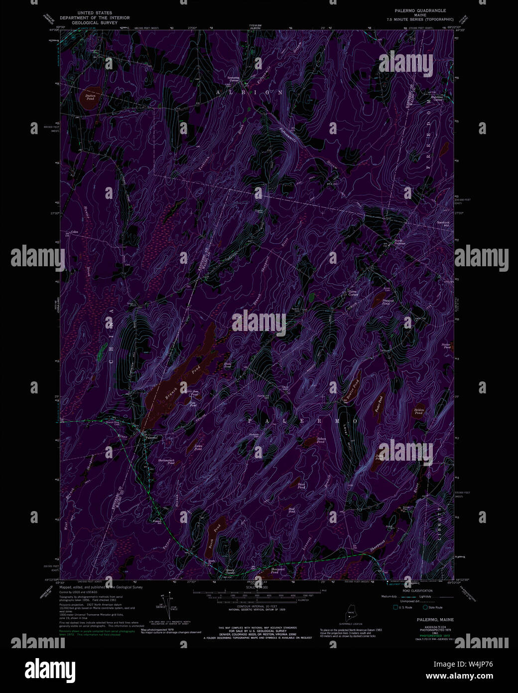 Maine USGS Historical Map Palermo 102857 1961 24000 Inversion Restoration Stock Photo Alamy