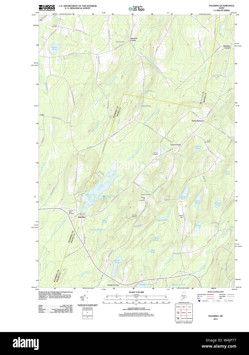 Maine USGS Historical Map Palermo 20110910 TM Restoration Stock Photo
