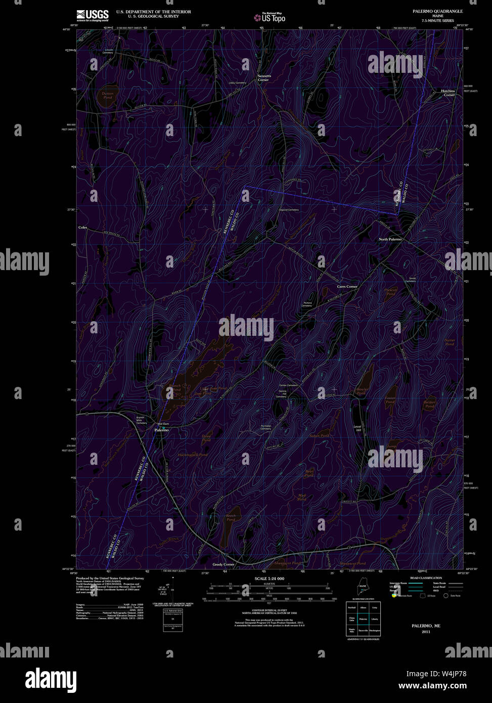 Maine USGS Historical Map Palermo 20110910 TM Inversion Restoration Stock Photo Alamy