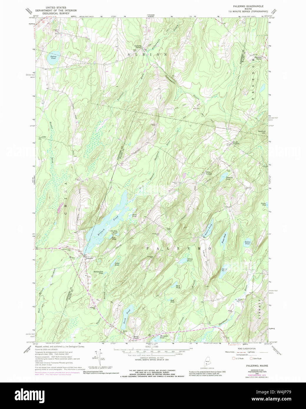 Maine USGS Historical Map Palermo 102857 1961 24000 Restoration Stock
