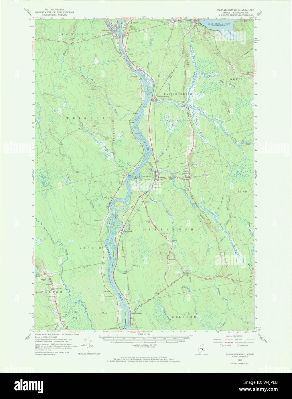 Maine USGS Historical Map Passadumkeag 306712 1960 62500 Restoration
