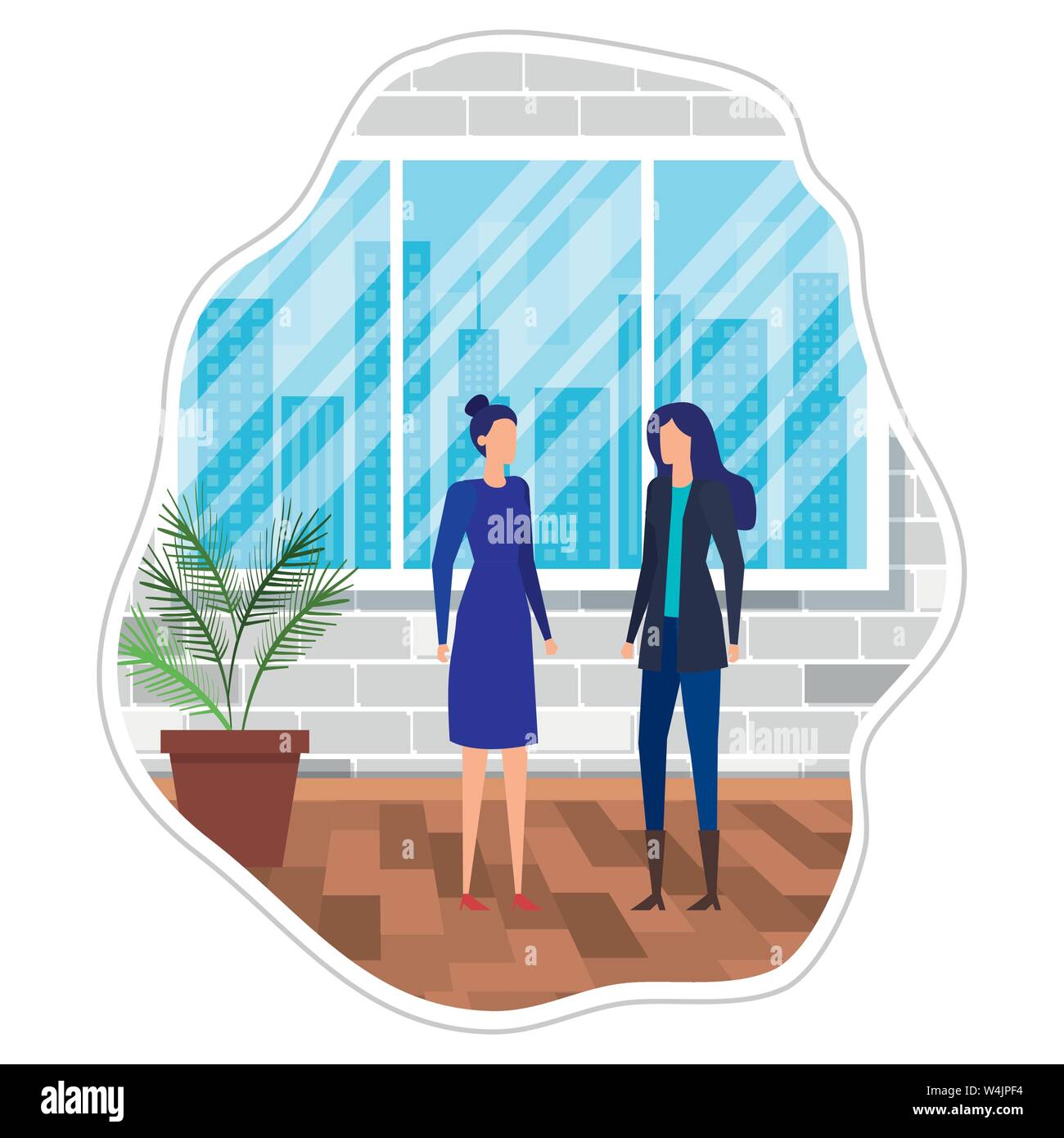 elegant young businesswomen in the workplace Stock Vector Image & Art ...