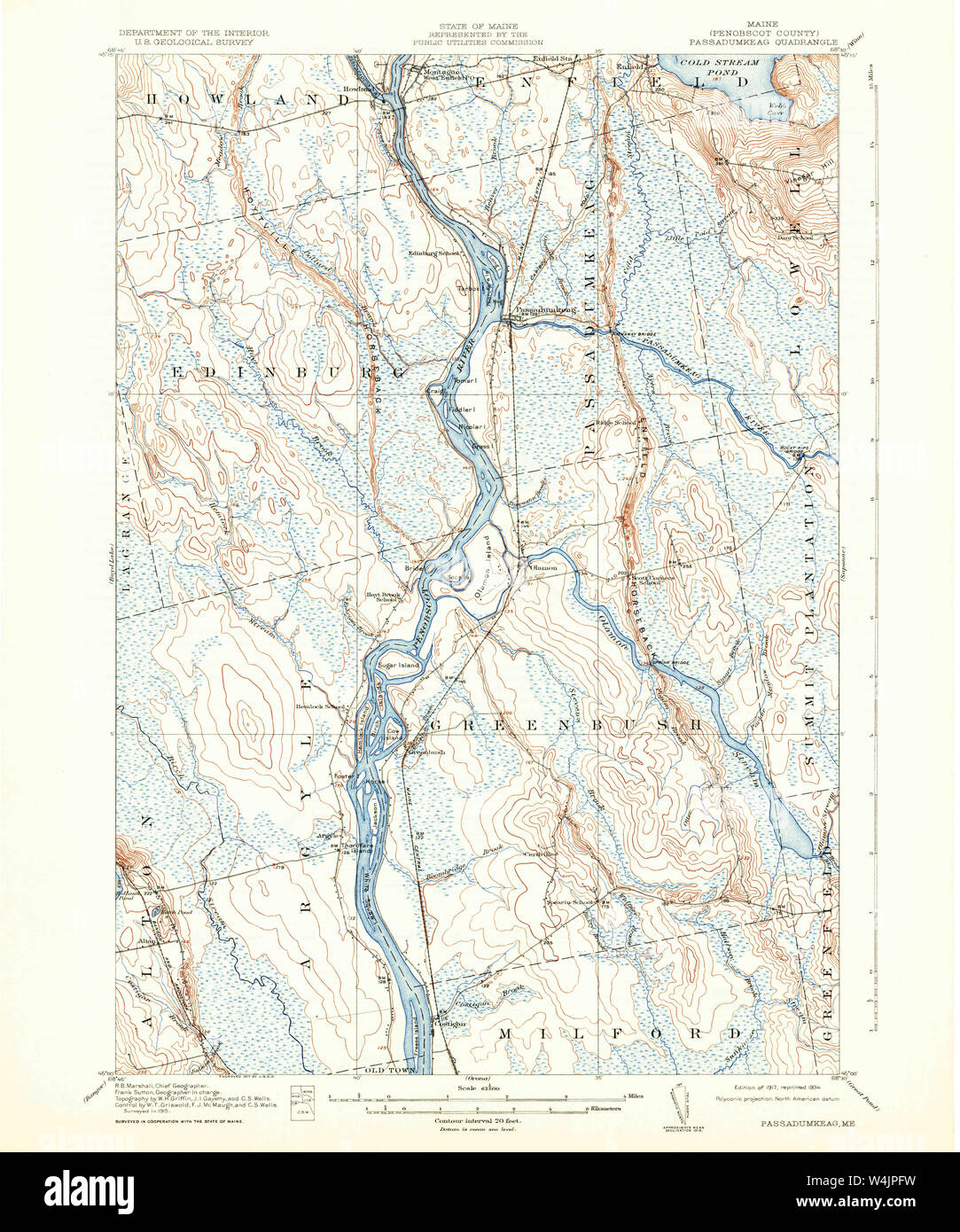 Maine USGS Historical Map Passadumkeag 460728 1917 62500 Restoration