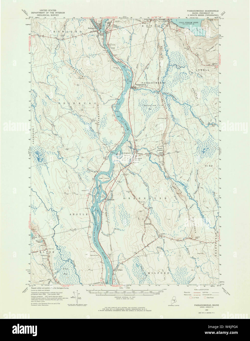 Maine USGS Historical Map Passadumkeag 306713 1960 62500 Restoration