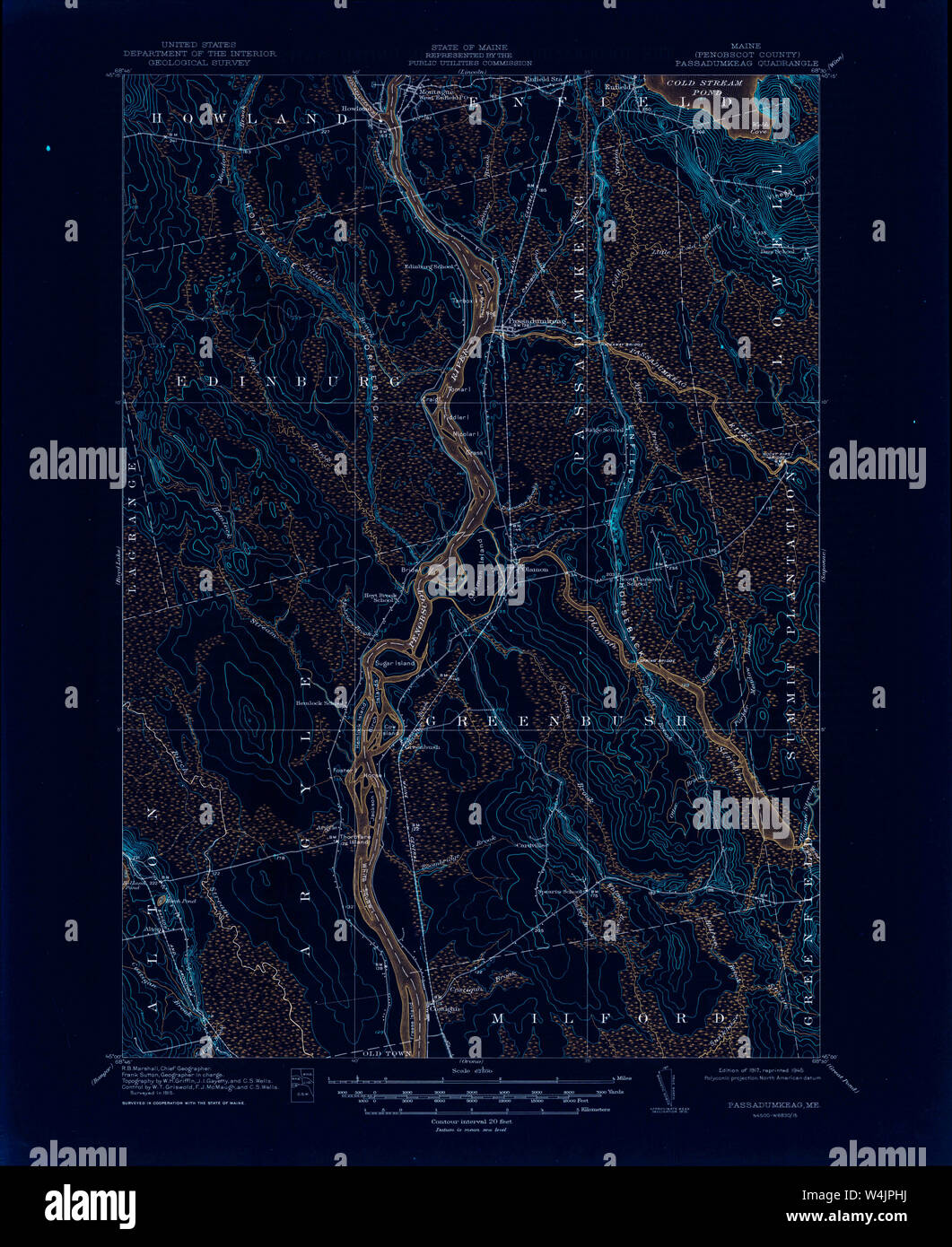 Maine USGS Historical Map Passadumkeag 460730 1917 62500 Inversion
