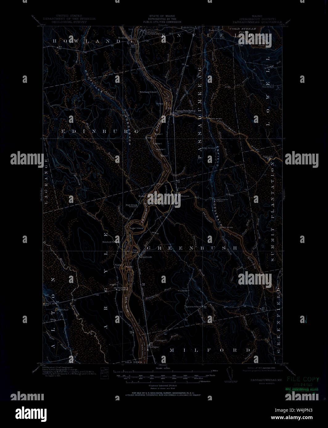 Maine USGS Historical Map Passadumkeag 460731 1917 62500 Inversion