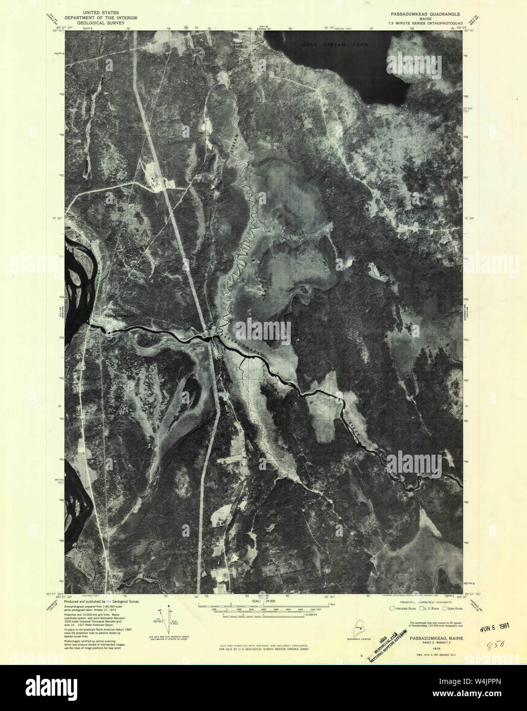 Maine USGS Historical Map Passadumkeag 807015 1975 24000 Restoration