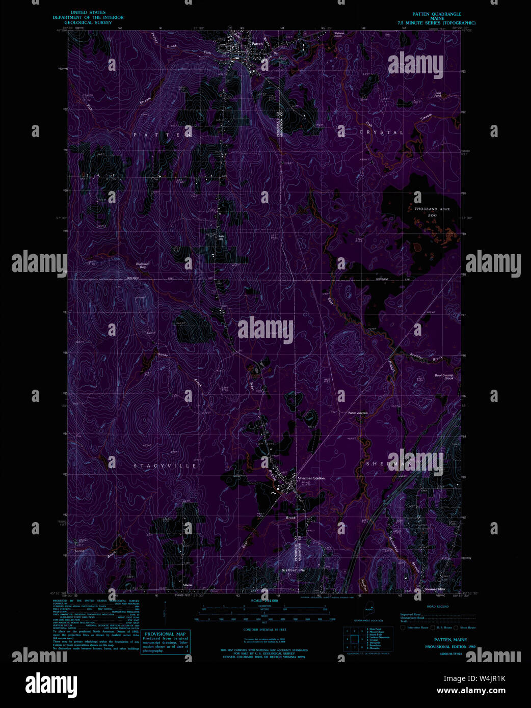 Maine USGS Historical Map Patten 102861 1989 24000 Inversion