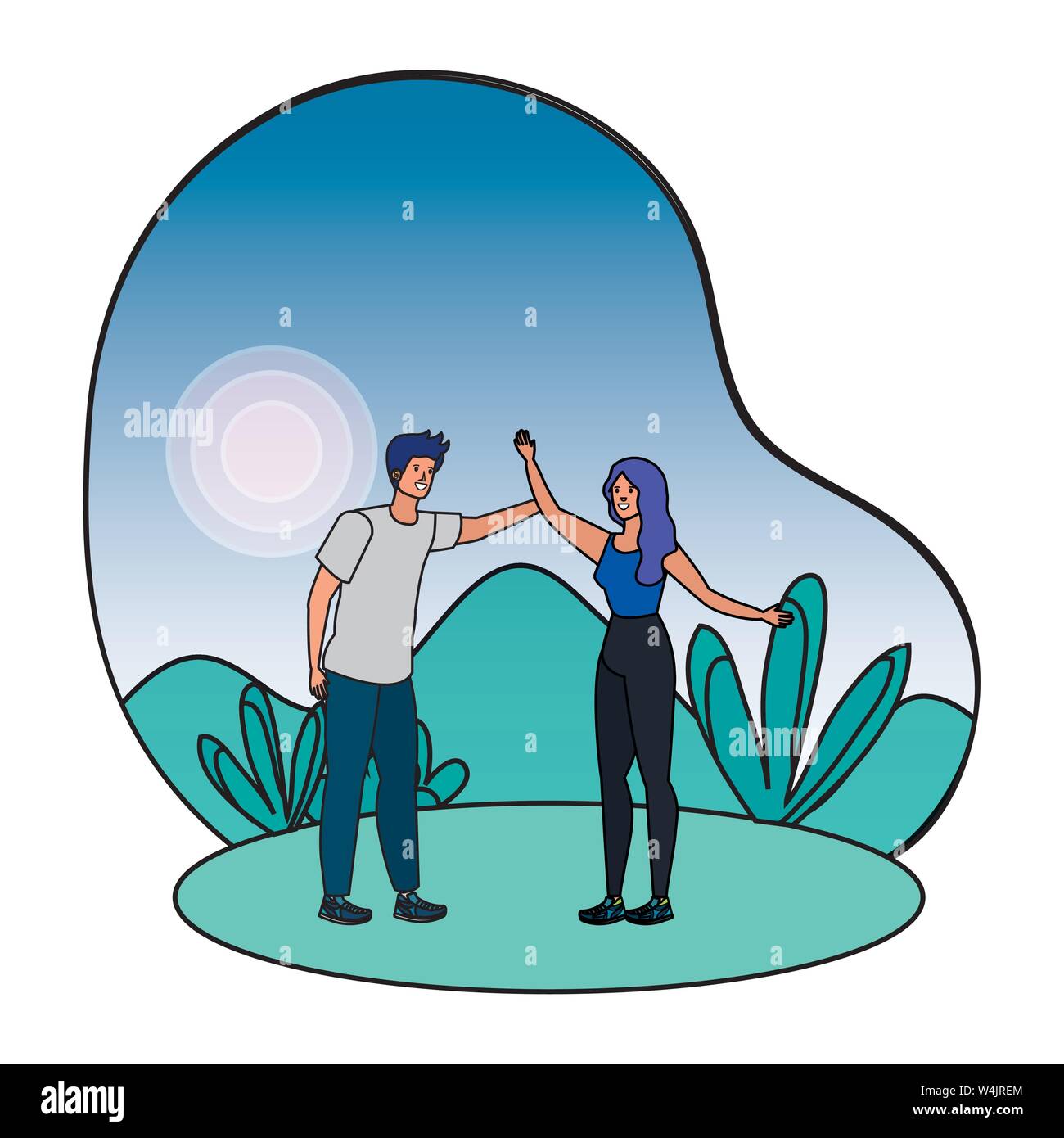 young lovers couple celebrating in the park Stock Vector Image & Art ...