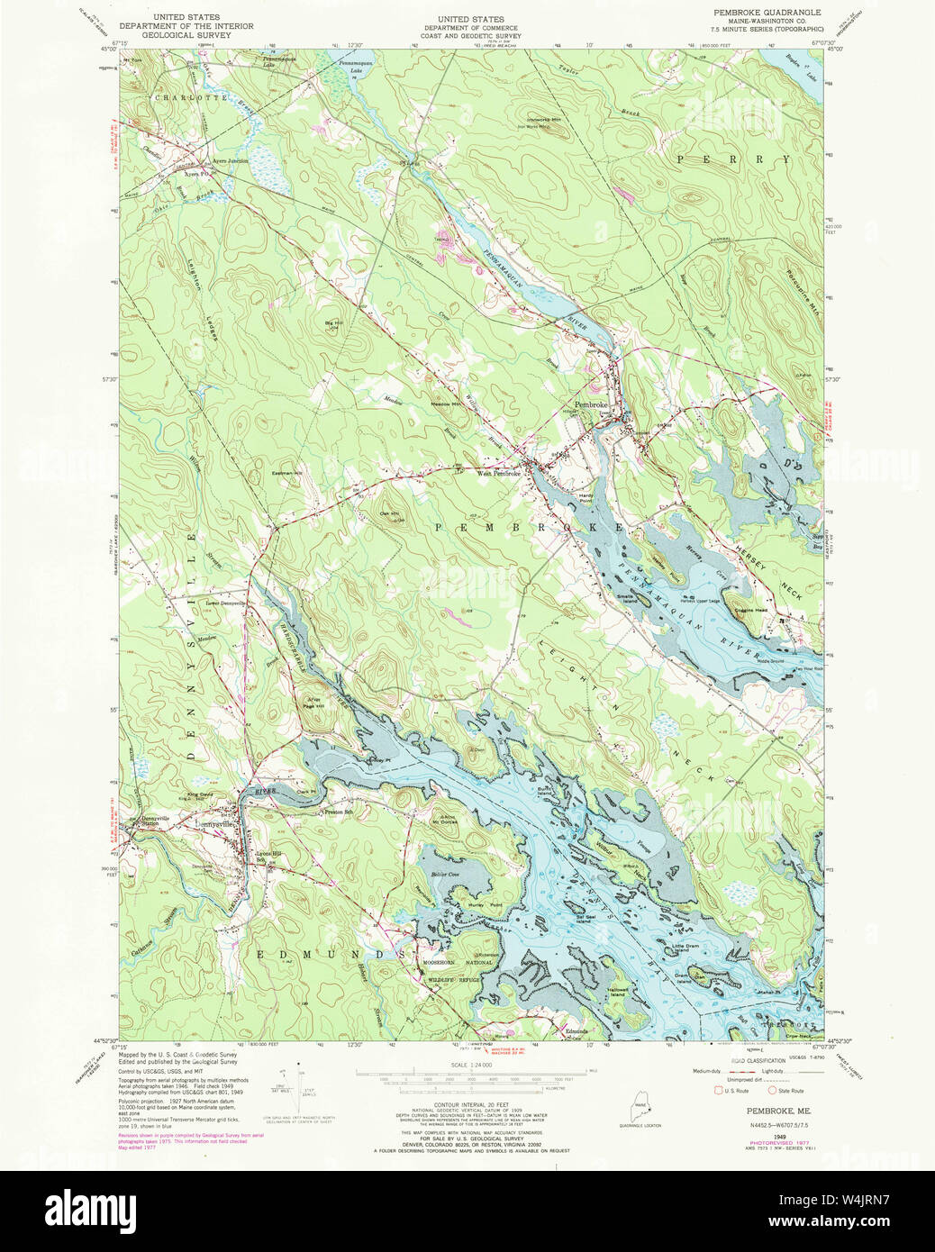 Maine USGS Historical Map Pembroke 102868 1949 24000 Restoration Stock
