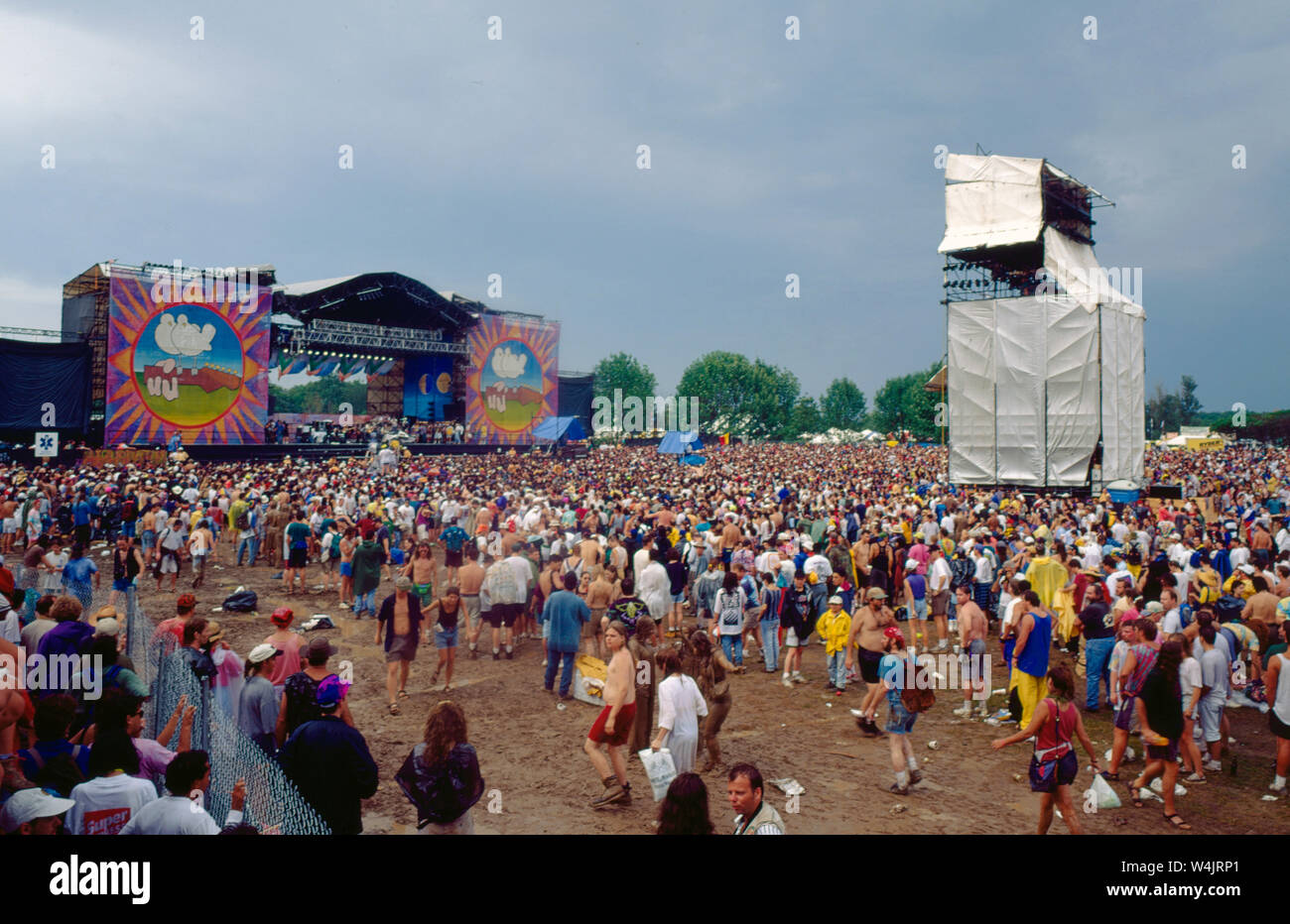 Saugerties, New York, USA, August, 1994 Massive crowds fill the muddy