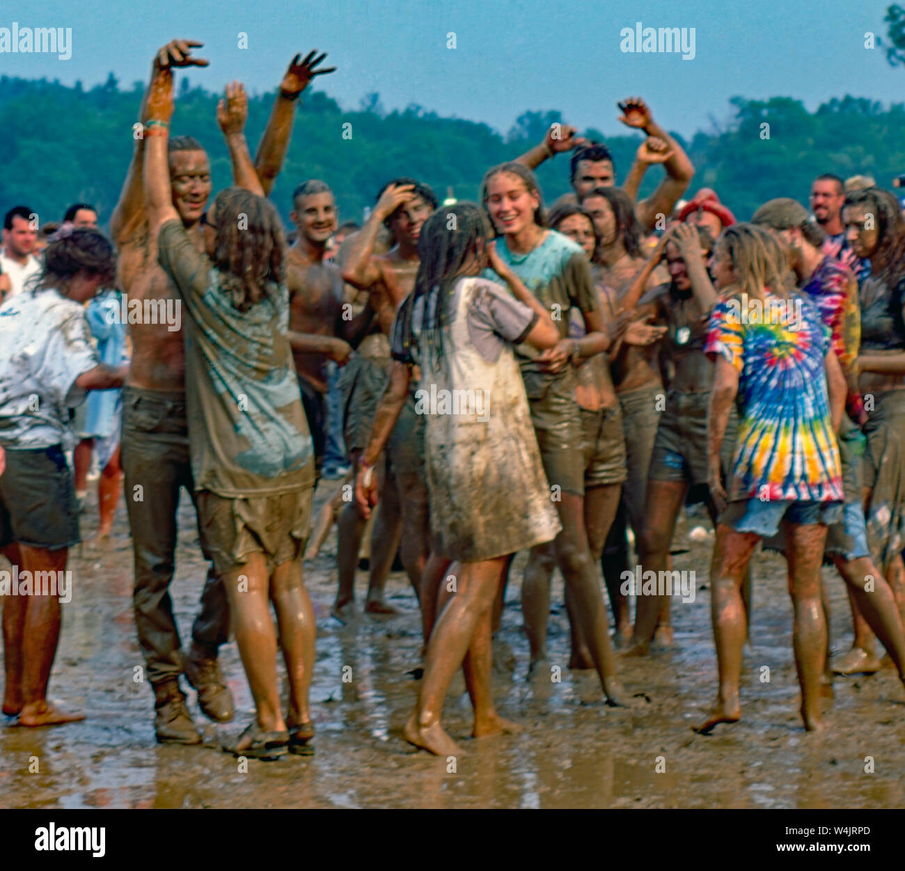 Saugerties, New York, USA, August, 1994 Massive crowds fill the muddy