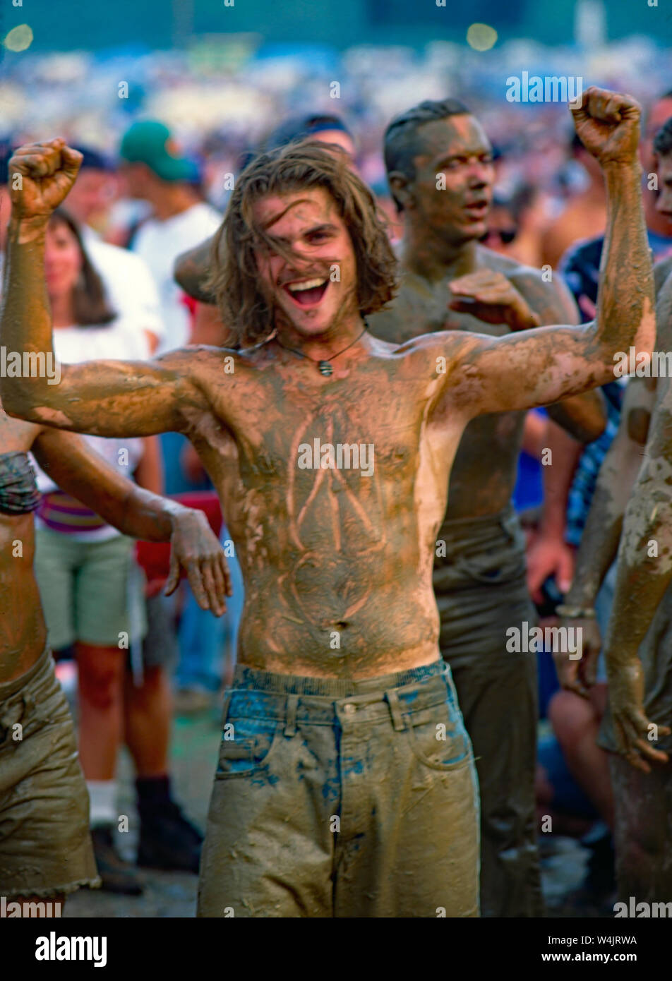 Saugerties, New York, USA, August, 1994 Massive crowds fill the muddy