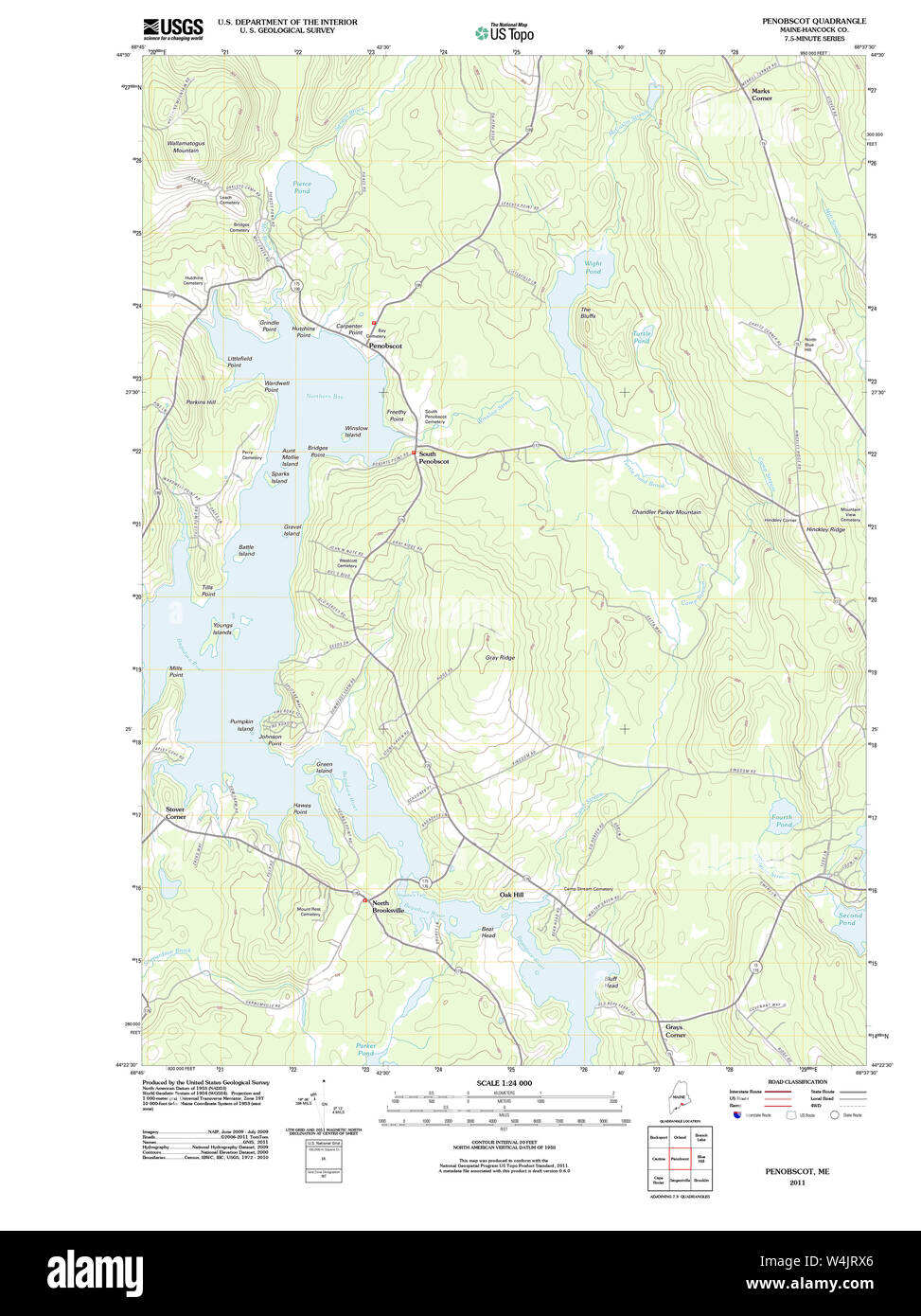 Maine USGS Historical Map Penobscot 20110909 TM Restoration Stock Photo