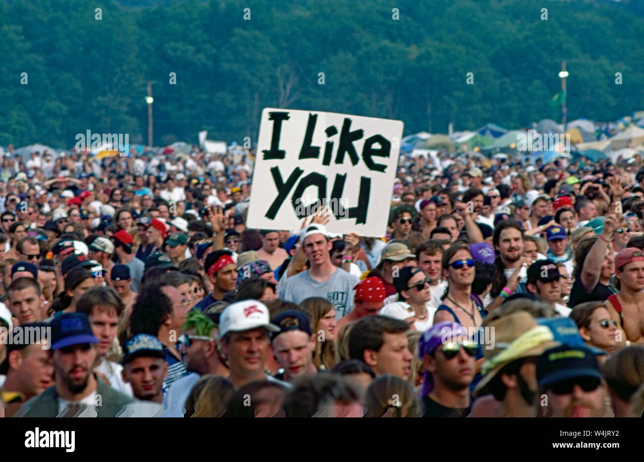 Saugerties, New York, USA, August, 1994 Massive crowds fill the muddy